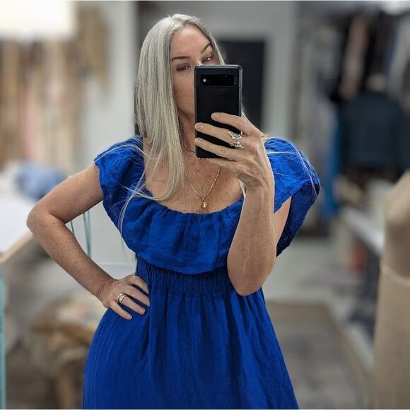 Multi Design Linen Maxi Dress - Picture 1 of 7